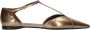 Max Mara Bruine leren platte schoenen met T-bar - Thumbnail 1