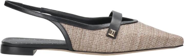 Max Mara Leren Sandalen met Raffia-effect