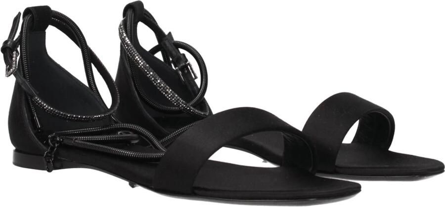 Max Mara Zwarte Satijnen Platte Sandalen