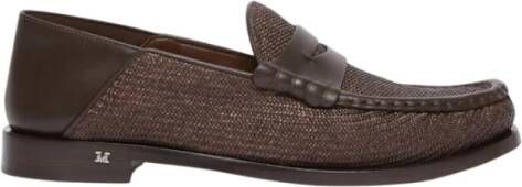 Max Mara Raffia Straw Loafers met Leren Details