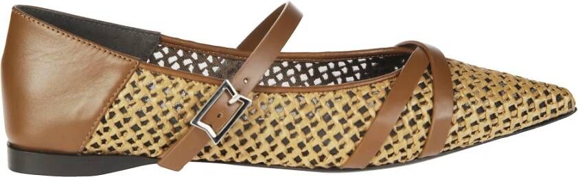Max Mara Rafia Mary Jane Ballerina Flats