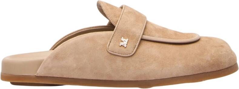 Max Mara Ronde Neus Suède Muiltjes met Logo