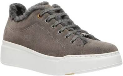 Max Mara Stijlvolle leren sneakers met wollen voering Gray Dames
