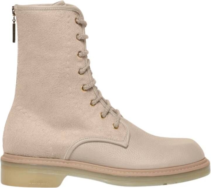 Max Mara Stijlvolle Militaire Elegantie Laarzen Beige Dames