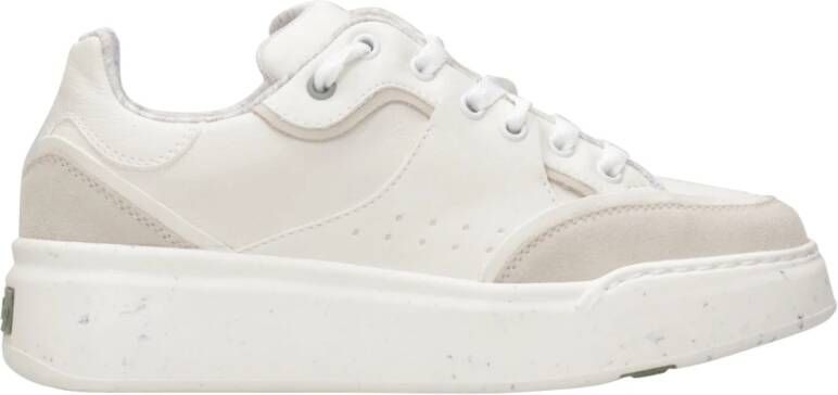 Max Mara Wit Beige Leren Suède Sneakers