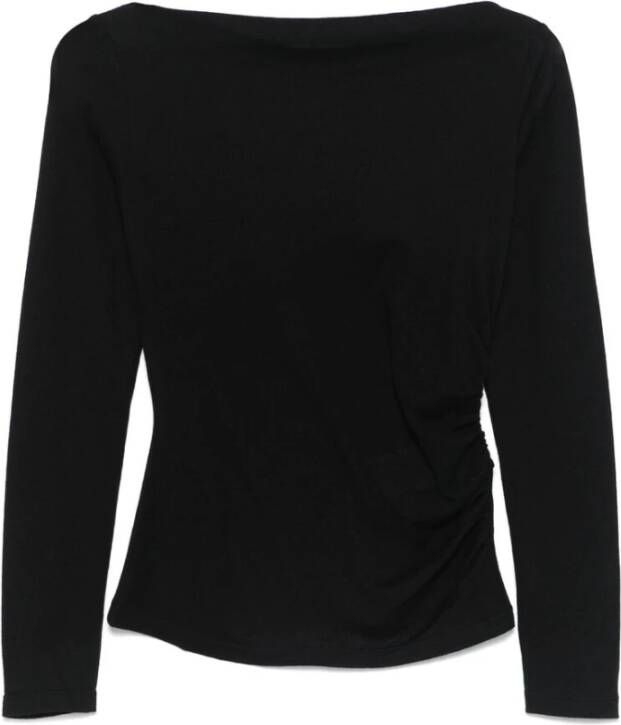 Max Mara Zwarte Boothals Flare Mouwen Top