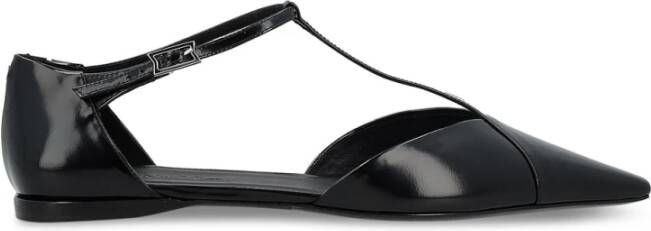 Max Mara Zwarte geborsteld leren ballerina's