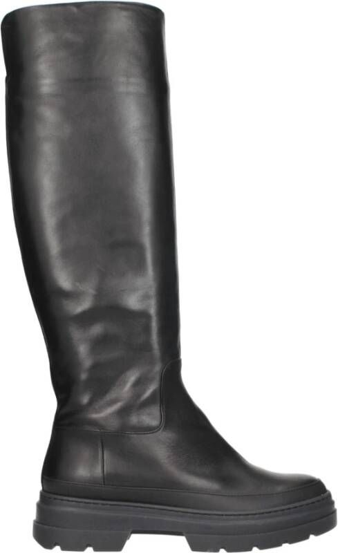 Max Mara Zwarte Leren Mid-Hak Laarzen