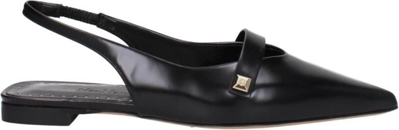 Max Mara Zwarte leren sandaal met zijlogo