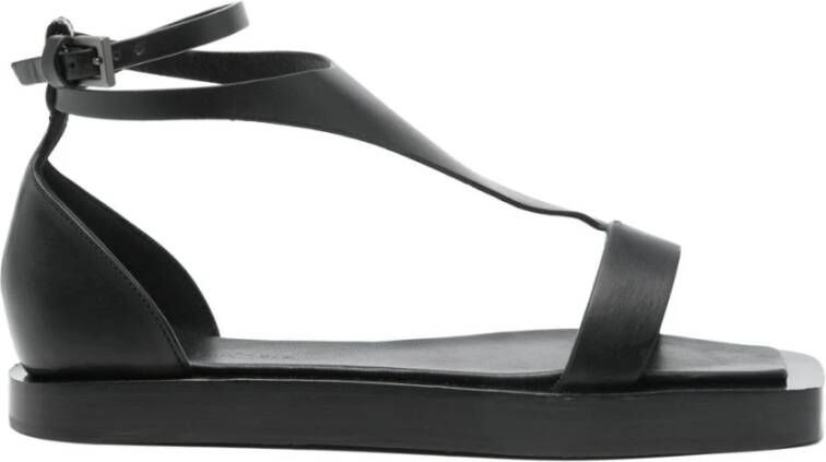 Max Mara Zwarte leren sandalen met vierkante neus