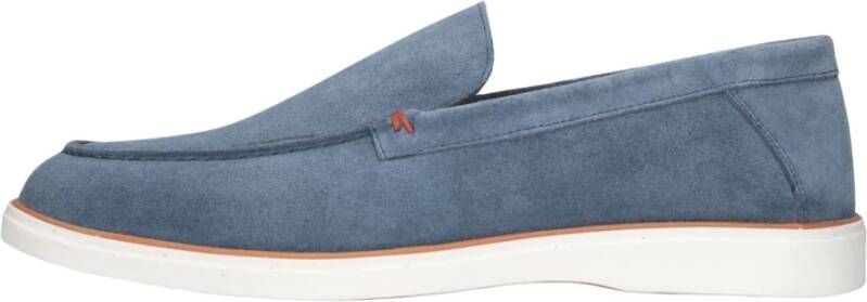 Mazzeltov Blauwe Suède Loafers met Oranje Accenten