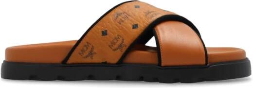 MCM Slippers & Mules U Col Vst Lthr Mix Flat Sandals Co in cognac