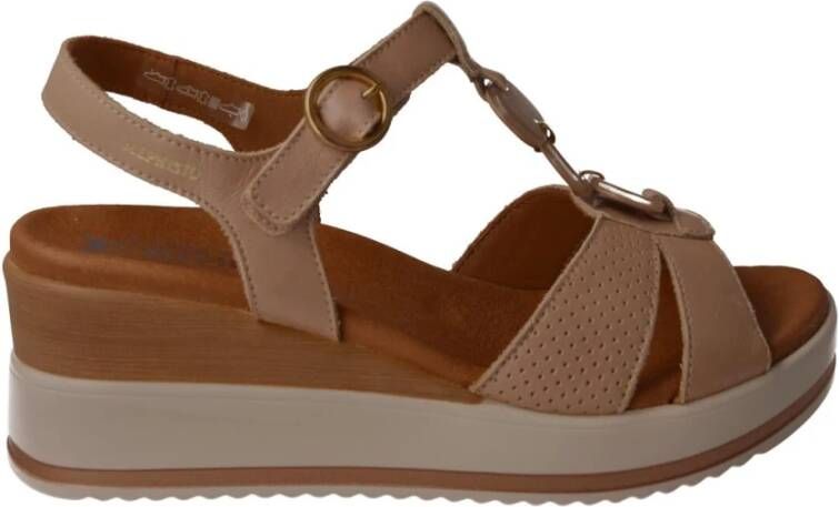 Mephisto Beige leren sleehak sandaal met Air-Relax technologie Beige Dames