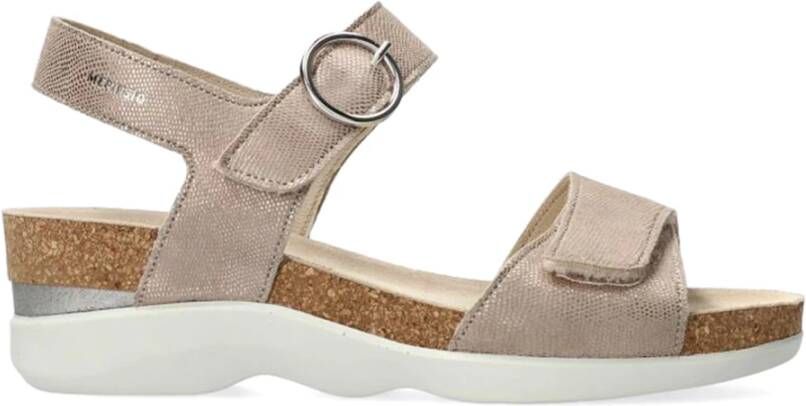 Mephisto Beige Sleehak Sandaal met Velcro Straps
