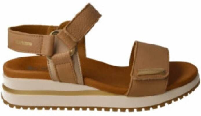 Mephisto Dames Camel Leren Sleehak Sandaal Brown Dames