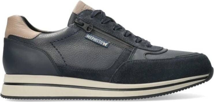 Mephisto Blauwe Lace-Zip Sneaker met Soft-Air Tussenzool