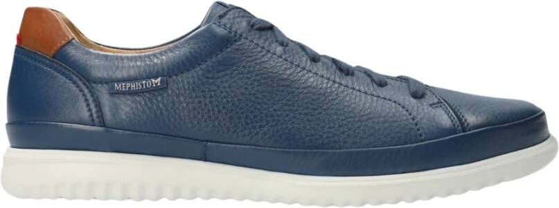 mephisto Blauwe Leren Sneakers voor Heren Blue Heren