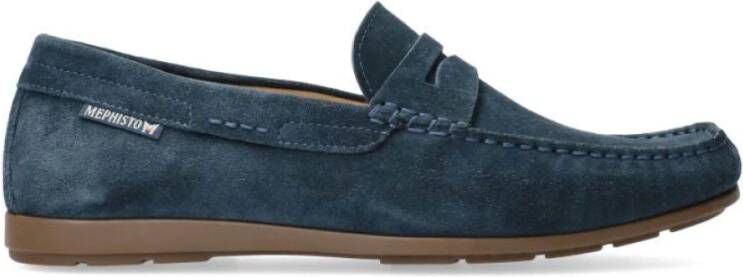 Mephisto Blauwe Suède Heren Mocassin