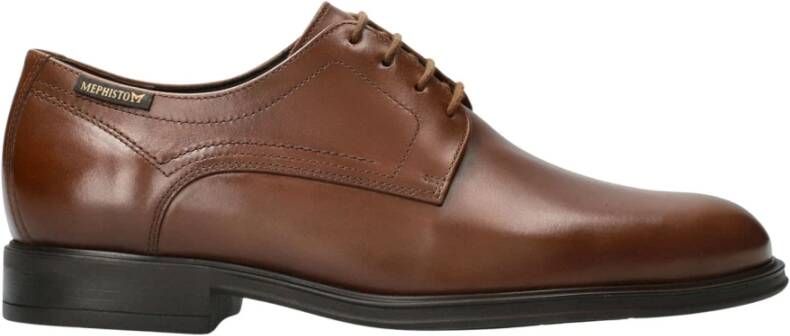mephisto Bruine Leren Veterschoen voor Heren Brown Heren