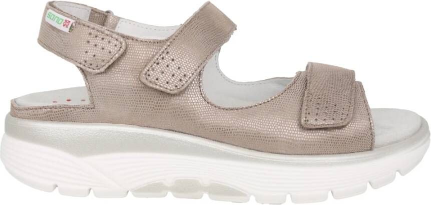 mephisto Comfortabele rollende sandaal voor vrouwen in taupe Gray Dames
