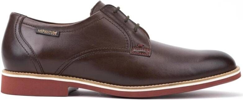 mephisto Donkerbruine Leren Veterschoen Brown Heren