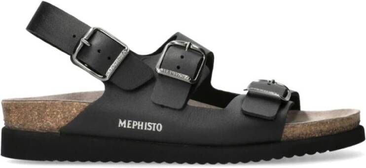 mephisto Flat Sandals Black Dames