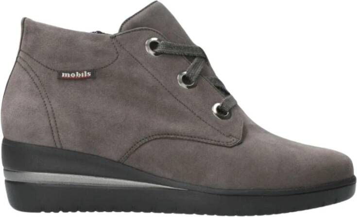 Mephisto Grijze Suède Enkellaars Wijd Model