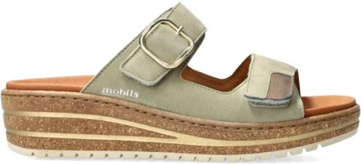 Mephisto Groene suède damessandaal brede pasvorm