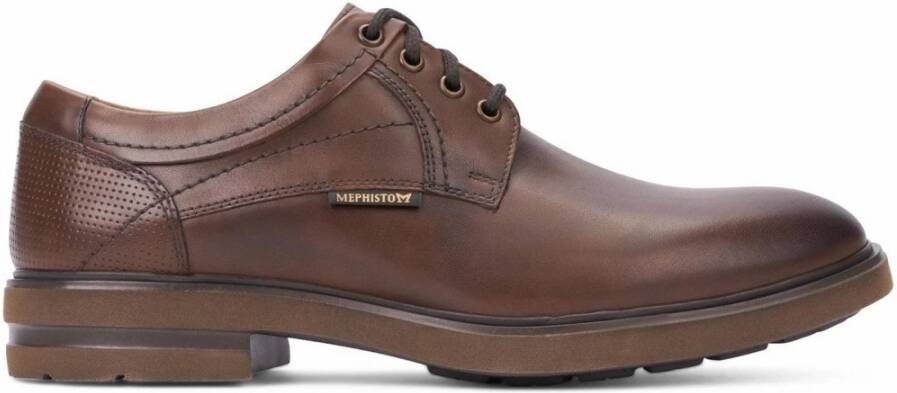 mephisto Hazelnootbruine Leren Veterschoen voor Heren Brown Heren