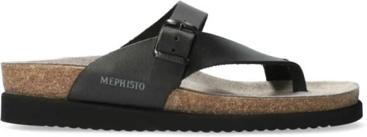 Mephisto 'Helen' Zwarte Sandaal Leer Suède Nubuck