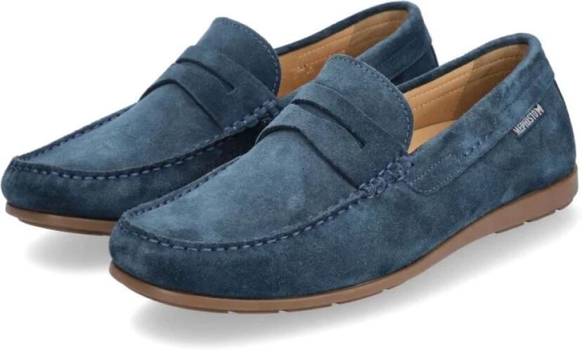 Mephisto Blauwe Suède Heren Mocassin