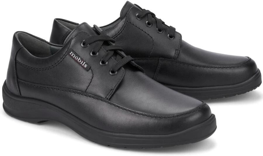 Mephisto Ezard Zwarte Leren Veterschoen voor Brede Pasvorm Black Heren - Foto 3