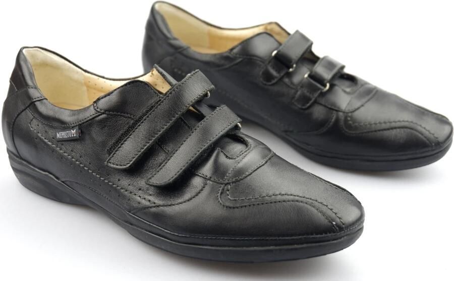 Mephisto Zwarte Leren Sneaker met Dubbele Klittenbandsluiting - Foto 2
