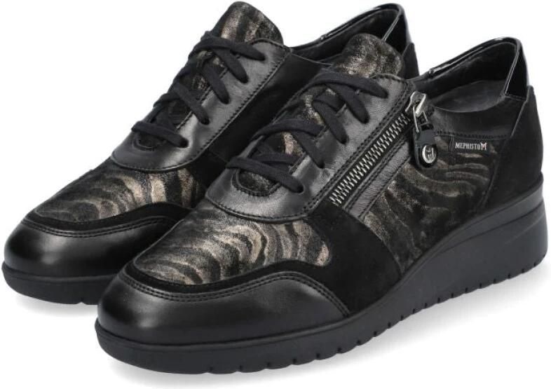 Mephisto Zwarte Leren Suède Dames Sneaker - Foto 3