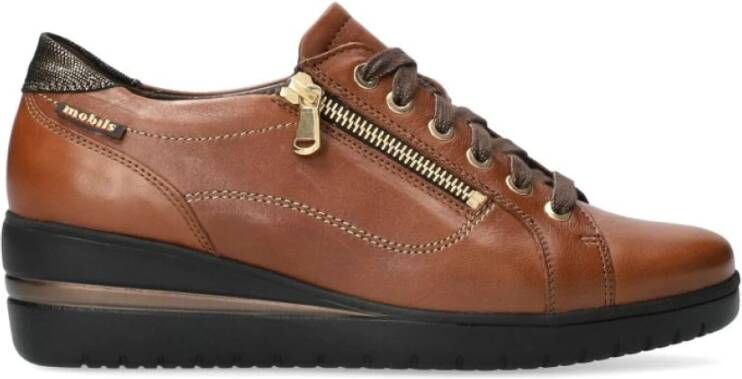mephisto Patsy Dames Sneaker Bruin Leer Brede Pasvorm Brown Dames