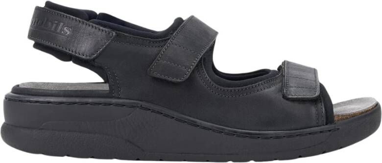 mephisto Valden Herensandaal Brede pasvorm Zwart leer Black Heren