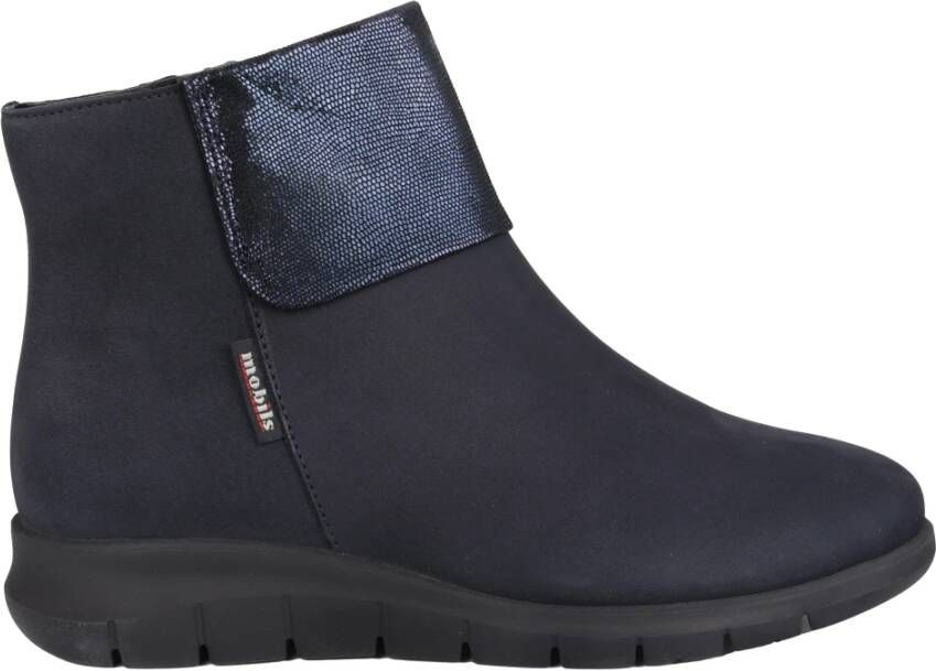 mephisto Warmgevoerde brede pasvorm enkellaars Blauw Blue Dames