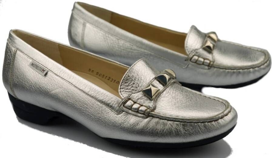 mephisto Zilveren Leren Ballerina's Gray Dames