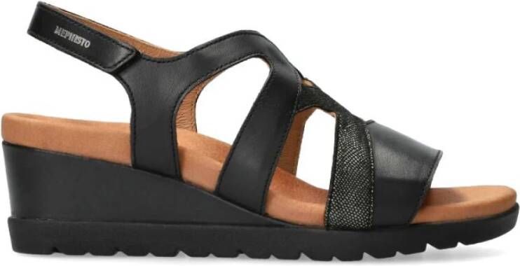 Mephisto Zwarte damessandaal met klittenbandsluiting