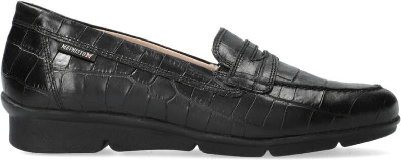 mephisto Zwarte leren instappers voor dames Black Dames
