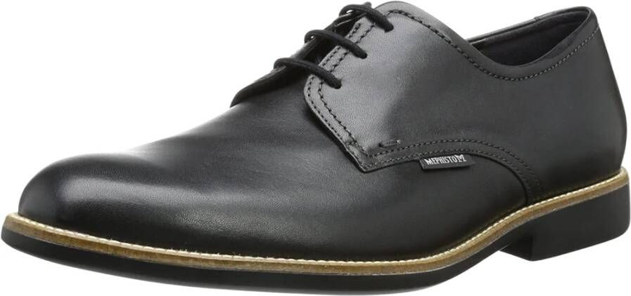 Mephisto Zwarte Leren Veterschoen voor Heren