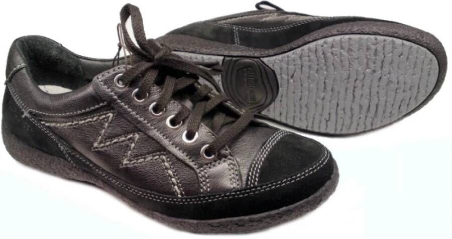 mephisto Zwarte leren veterschoenen voor dames Black Dames