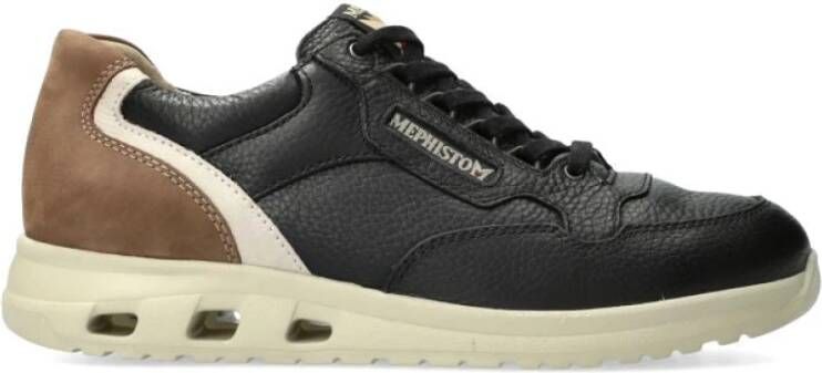 mephisto Zwarte vetersneaker voor heren Black Heren