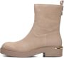 Mexx Beige Suède Enkellaarzen met Gouden Detail Beige Dames - Thumbnail 2