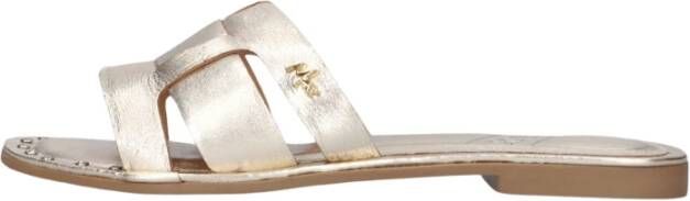 Mexx Gouden Lisa Leren Slippers met Diamanten Yellow Dames