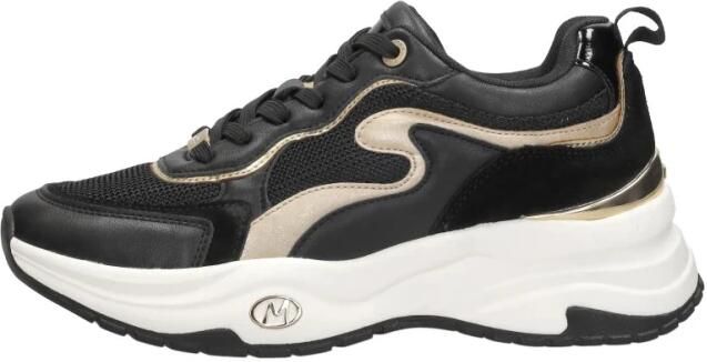 Mexx Zwarte en Gouden Lage Sneakers Black Dames