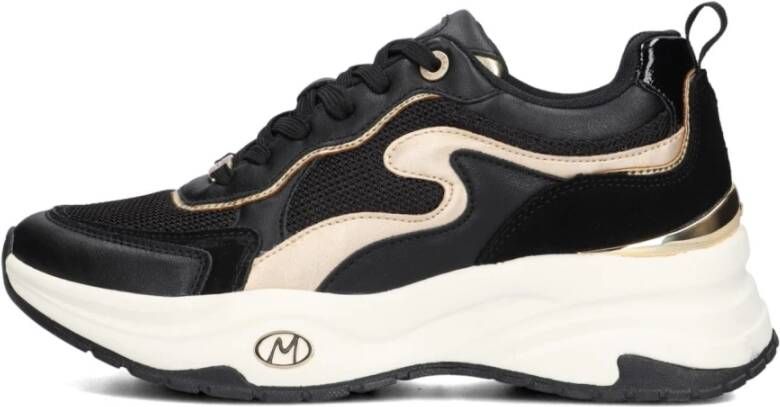 Mexx Zwarte en Gouden Lage Sneakers Black Dames