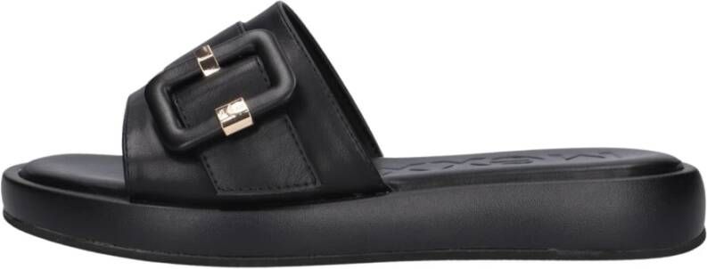 Mexx Zwarte Leren Look Slipper LIV Black Dames