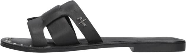 Mexx Zwarte Leren Slipper Lisa met Diamantjes