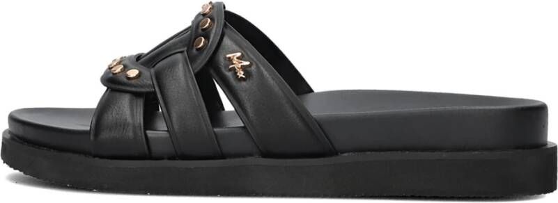 Mexx Zwarte Leren Zomer Slippers